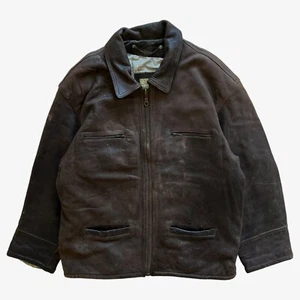 Chaqueta de piloto de cuero marrón piel roja vintage años 90 para hombre, ropa de trabajo militar ejército - Imagen 1 de 8
