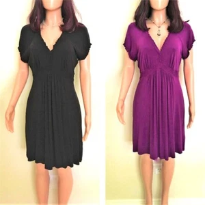 Daisy Fuentes Peasant Sleeve Dress-Elastic Waist-Flounce Skirt- Size Large - Picture 1 of 14