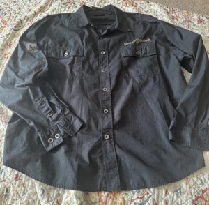 Harley Davidson Hemd Herren 2xl schwarz Knopfleiste Adler Flammen Motorrad 2007 - Bild 1 von 3