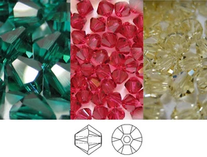 Authentische Swarovski Kristall #5301, #5328 8 mm Doppelkegel Perlen 10 Stck. Farbe auswählen - Bild 1 von 21