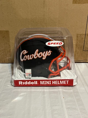 Oklahoma State Cowboys NCAA Riddell Speed Black Script Alternate Mini Helmet Cover