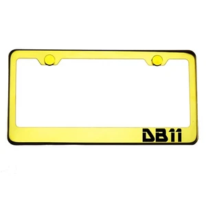 Gold Chrome License Plate Frame DB11 Laser Engraved Metal Screw Cap - Imagen 1 de 8