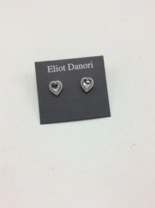 $40 Eliot Danori Silver tone clear crystal Heart earrings D86 - Picture 1 of 7