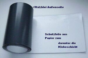 Walzblei Blei-Folie selbstklebend 100,0 x 20,0 cm x 1,0 mm Strahlenschutz grau