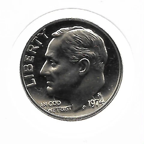 Rare Old US Roosevelt Dime 1974-S Gem Proof Cameo DCAM Collection Coin LOT:K82 Cover