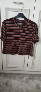 Cameo Rose Multi Glitter Stripe Top - L - Picture 1 of 4