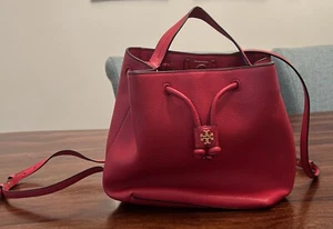Tory Burch Leather Red Bucket Back Pack ML - Picture 1 of 13