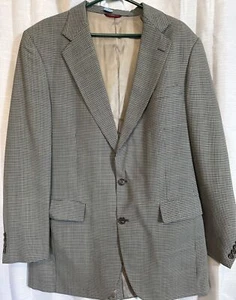 Jos A Bank Wool Houndstooth Blazer Sport Coat Mens 46 USA Suit Jacket READ - Picture 1 of 19