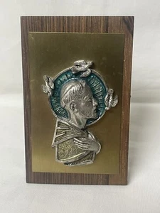 Hl. Franziskus Wand Tisch Plakette Nussbaum Holzsockel Religiös Christentum Made Italy - Bild 1 von 9