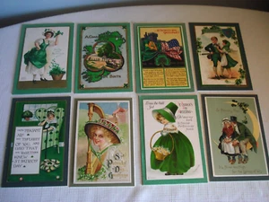 Lot Of 8 St. Patrick's Day Postcards Cardboard Mounted Backs - Picture 1 of 4