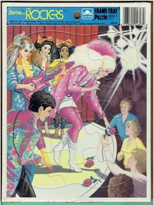 1987 Barbie & the Rockers Golden Frame-Tray Puzzle Mattel 4607A Shrink-wrapped - Image 1 of 4