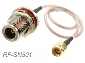 1ft RP-SMA Male to N-Type Bulkhead Female 50-Ohm RG316 Coax Low Loss RF Cable - Picture 1 of 4