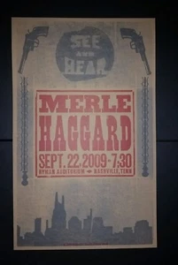 Merle Haggard Ryman 2009 HATCH SHOW PRINT Nashville Tour Poster Hag Pistols Waffen - Bild 1 von 6
