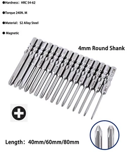 4mm Round Shank Screwdriver Magnetic Phillips Bits Power Bits PH00/PH0/PH1/PH2 - Picture 1 of 11
