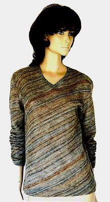 ПУЛОВЕР NICOLE FARHI АСИММЕТРИЧНЫЙ В ПОЛОСКУ ШЕРСТЬ СМЕСЬ V-ОБРАЗНЫМ ВЫРЕЗОМ РАЗМЕР M - Изображение 1 из 4