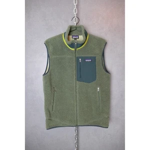 Patagonia Men's Fleece Vest Olive Green Full Zip Outdoor Casual Layer - Picture 1 of 9