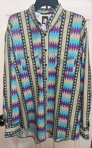 Camisa De Colección Años 90 Karman Western Para Hombres XL Suroeste Azteca Brushpopper Rodeo - Imagen 1 de 5