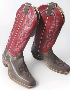 NWT $290 Justin Bent Rail Red Brown Leather Cowboy Boots Womens 9 Western BRL314 - Picture 1 of 12