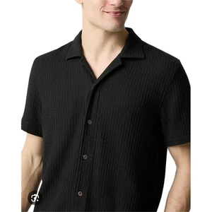 J. Crew Black Textured Short Sleeve Camp Collar Button Up Shirt Medium NWOT $98 - Picture 1 of 9