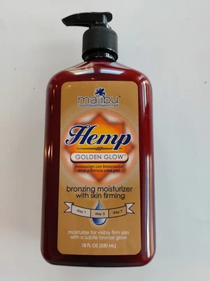 NOVO hidratante bronzeador Malibu bronzeado cânhamo brilho dourado com firmeza de pele 18 oz - Imagem 1 de 2