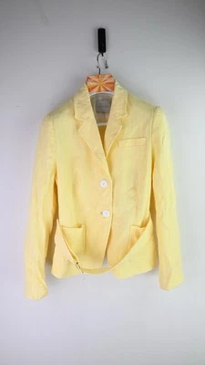 anna thomas linen & viscose blend blazer in lemon  size UK14 - Image 1 of 4