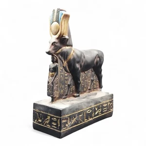 Sacred Cow Hathor Protecting Pharaoh Psamtik Egyptian Divine Kingship Sculpture - Picture 1 of 9
