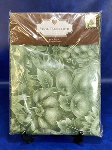 Vinyl Tischdecke grün Herbst Ernte Blätter Kürbis Obst 52 x 70 in Rechteck - Bild 1 von 8