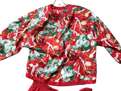 IMPRESIONANTE TRAJE DE SEDA DIANE FREIS BLUSA Y PANTALONES PLISADOS NAVIDAD FLORAL BARROCO Foto 1 de 4