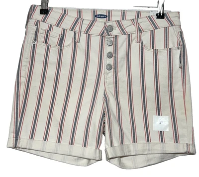 Pantalones Cortos Old Navy Para Mujer 10 Rojo Blanco Azul Rayas Botón Mosca Medidas 32x5 Nuevos con Etiquetas Foto 1 de 4