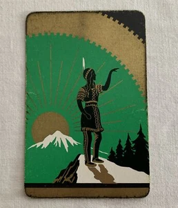 Art Deco Ära Tausch Spielkarte - Indianer roter Indianer in Landschaft - Bild 1 von 1