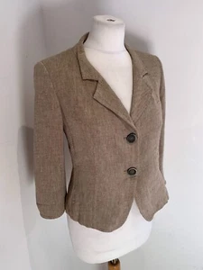 Max Mara linen blazer jacket 12 VGC classic fitted short beige - Picture 1 of 10