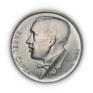 CZECHOSLOVAKIA. 1990, 100 Korun, Silver - Karel Čapek, Czech Writer B - Picture 1 of 4