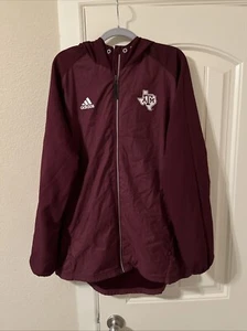 Texas ATM Adidas Windbreaker/Jacke mit Kapuze weinrot Large Full Zip - Bild 1 von 4