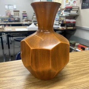 Vintage MCM Royal Haeger Orange Octagonal Geometric Large Ceramic Pottery Vase - Picture 1 of 4