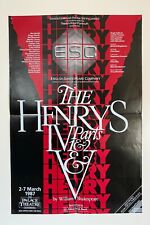 The Henrys IV Part 1 & 2 & V  Palace Theatre Manchester 1987 Large Poster - GC