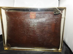 Lizard Grain Leather Shoulder Purse by Jerri Bags LTD, Brown, NEW - Picture 1 of 7