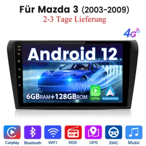 6+128G 9''Android12 Für Mazda 3 03-09 Autoradio RDS Navi USB GPS WIFI DAB+ BT 4G - Bild 1 von 12
