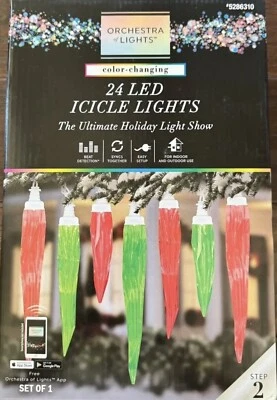 Gemmy Orchestra of Lights 24 Count Color-Changing LED Icicle Lights BRAND NEW - Image 1 of 3