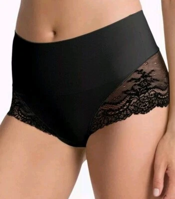Calcinha SPANX Shapewear Undie-Tectable Renda Hi-Hipster Muito Preta Tamanho P Nova com etiquetas - Imagem 1 de 3
