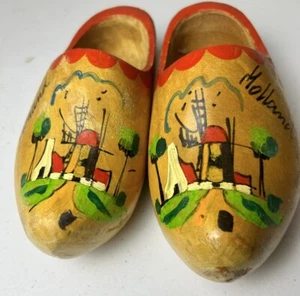 DUTCH HOLLAND Wood Clog Sabot Slip On Shoes Mules Natural - Picture 1 of 9