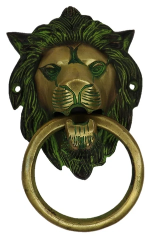 Golden Face Lion Door Knocker Antique Vintage Style Handmade Brass Door Bell Cover