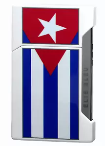 Encendedor de llama de chorro plano Elie Bleu J-12 bandera cubana, EBJ12259, nuevo en caja - Imagen 1 de 7