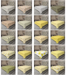Ambesonne Yellow and White Flat Sheet Top Sheet Decorative Bedding 6 Sizes - Picture 1 of 42