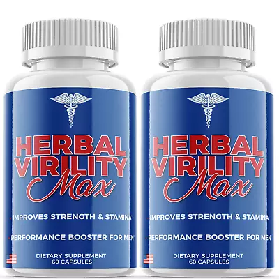 (2 Pack) Herbal Virility Max Men Pills for Male Support & Energy (120 Capsules)  - Image 1 of 4