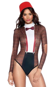 BLACKMILK DR WHO 11th Doctor Museum Jacket High Neck Top Bodysuit Sharkie XS 6 8 - Picture 1 of 7