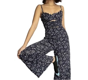 Reformation Fergi Wide Leg Pant Suit Size 2 Floral Adjustable Straps - Picture 1 of 18