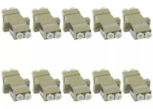 10er Pack LC-UPC Duplex Multimode Glasfaser Optisches Kabel Kupplung Adapter Beige - Bild 1 von 2