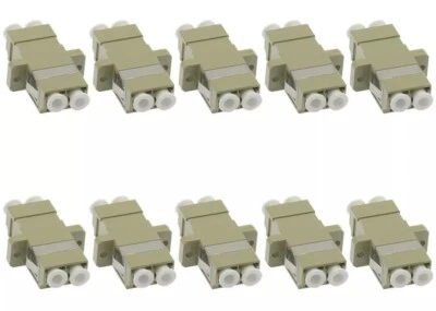 10 Pack LC-UPC Duplex Multi-Mode Fiber Optic Optical Cable Coupler Adapter Beige - Image 1 of 2