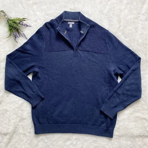 van Heusen Pullover Baumwollpullover Gr. XL dunkelblau Viertelreißverschluss Ausschnitt edel - Bild 1 von 5