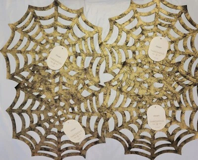 Threshold Halloween Spiderweb Placemats Set Of 4 Faux Leather Gold Tone 15” - Image 1 of 4
